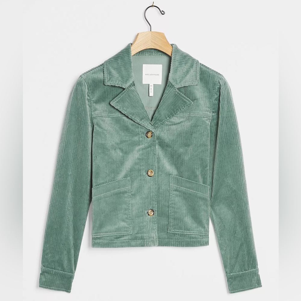 Anthropologie Avec Les Filles Teal Tegan Corduroy Shirt Jacket Sz S NWOT